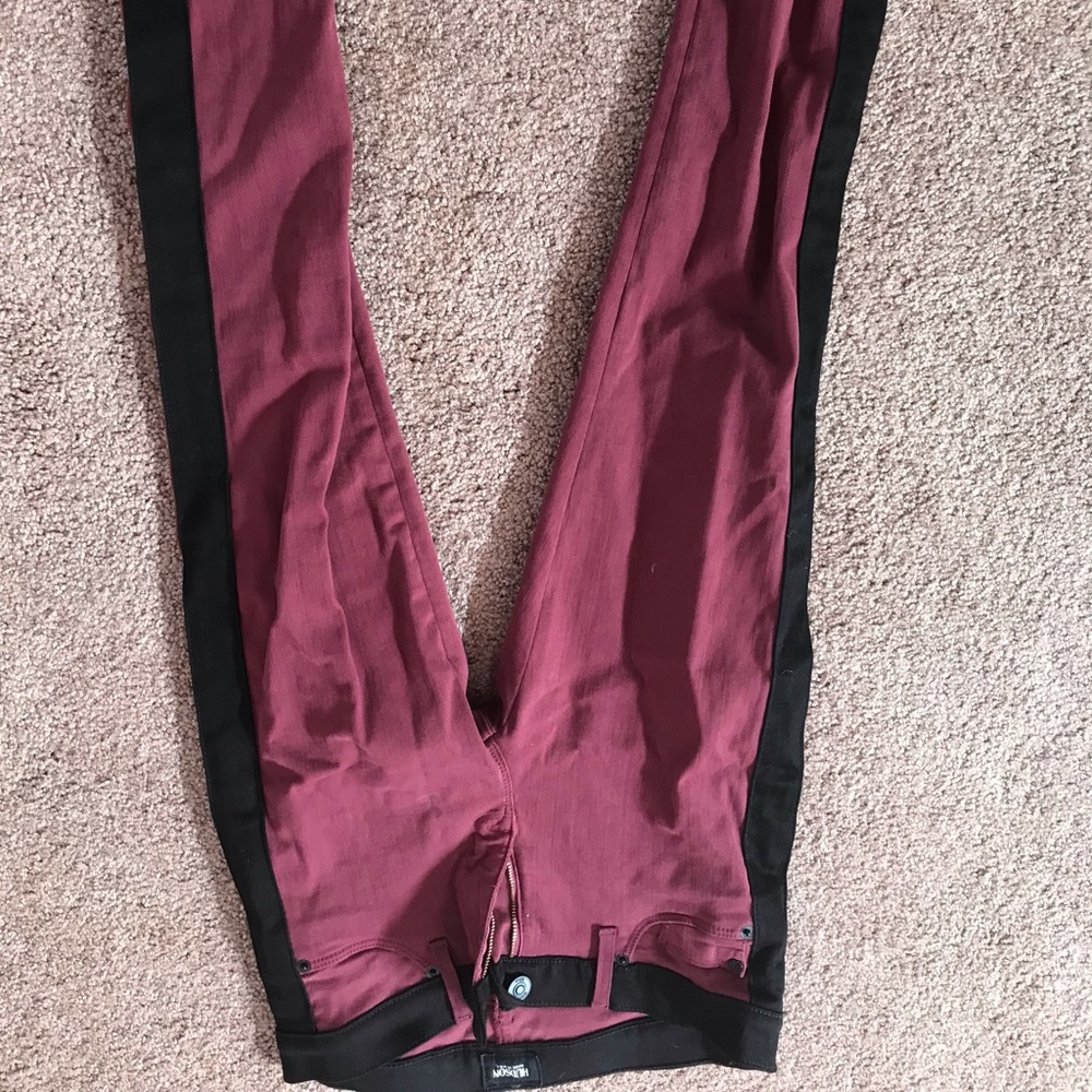 Hudson stretch skinny jeans tuxedo stripe, size 27